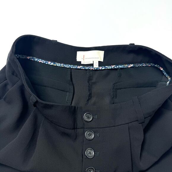 Anthropologie Sasha Button Fly Tapered Trousers Pant Black Corpcore Casual sz 6 - Picture 4 of 8